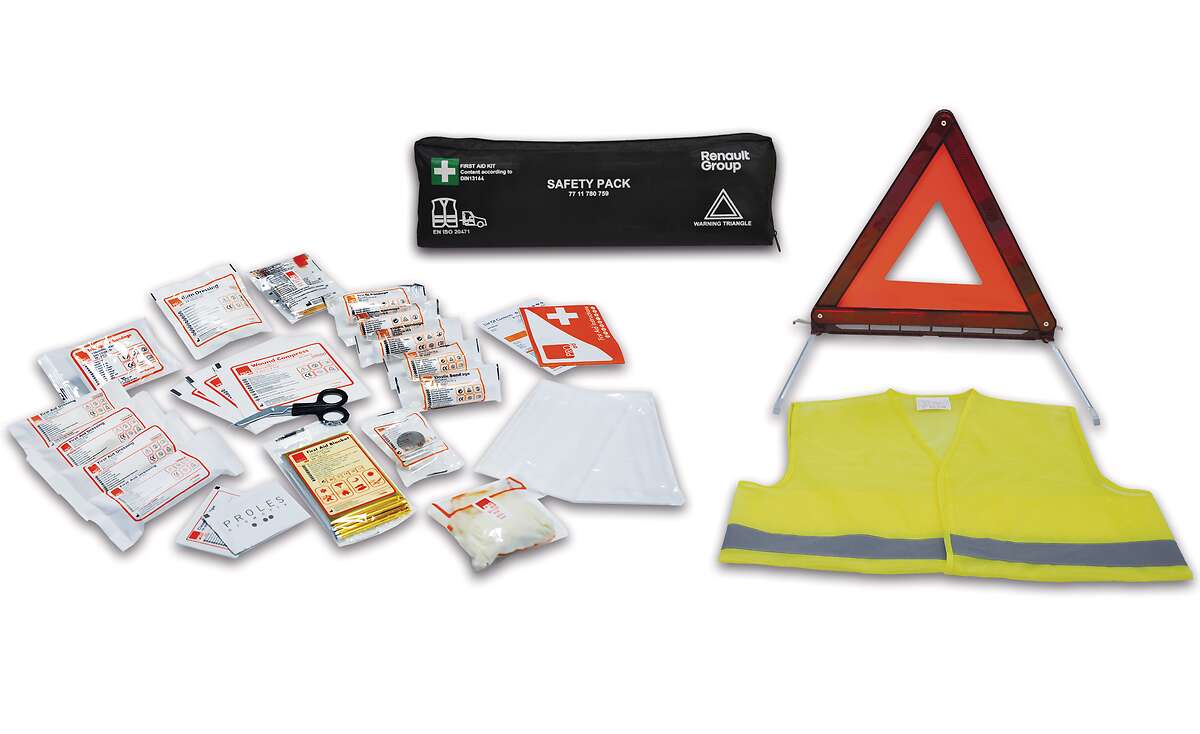 kit sécurité 1 gilet + 1 triangle + 1 trousse de premiers secours