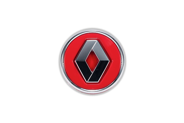 Cabochon Renault rouge cerclage chrome 