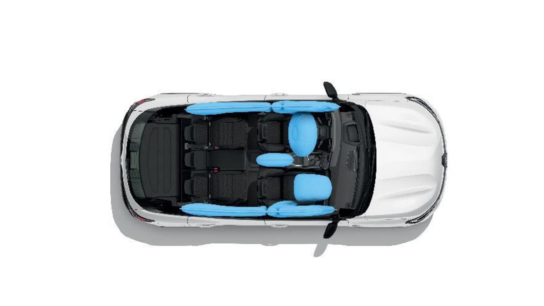 airbag centrale, airbag laterali e a tendina anteriori e posteriori